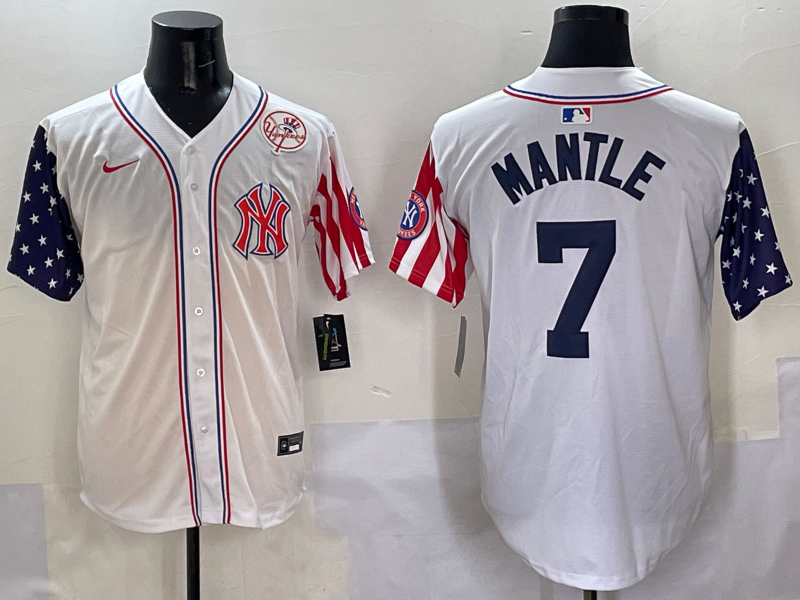 Men 2025  MLB New York Yankees #7 Mantle white jersey style 18->new york yankees->MLB Jersey